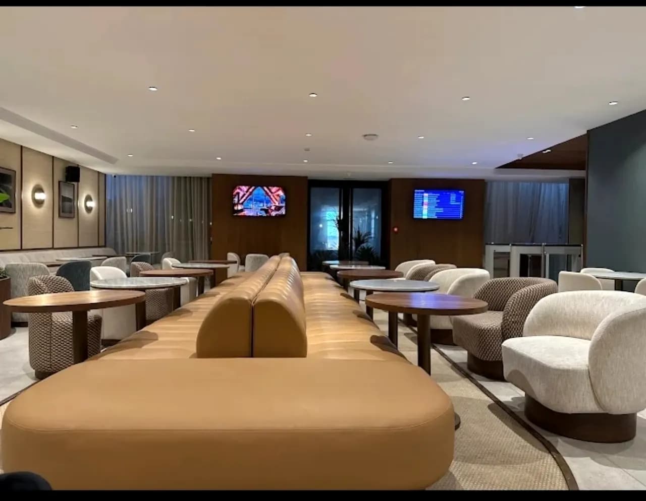 VIP lounge seating area and tables at Agadir Airport